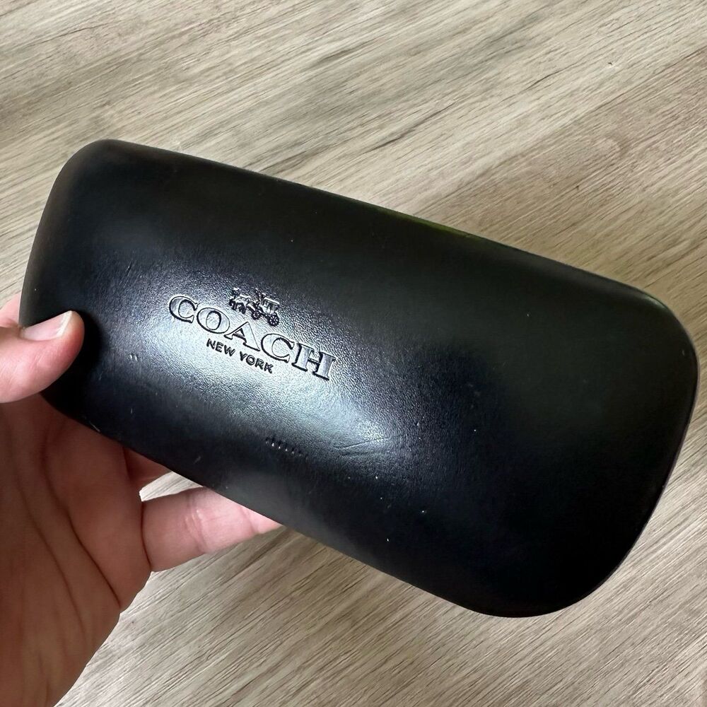 Coach Black Leather Hard Clam Shell Eyewear Glasses Case - Picture 2 of 8